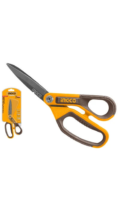 Rubber grip long-blade scissors