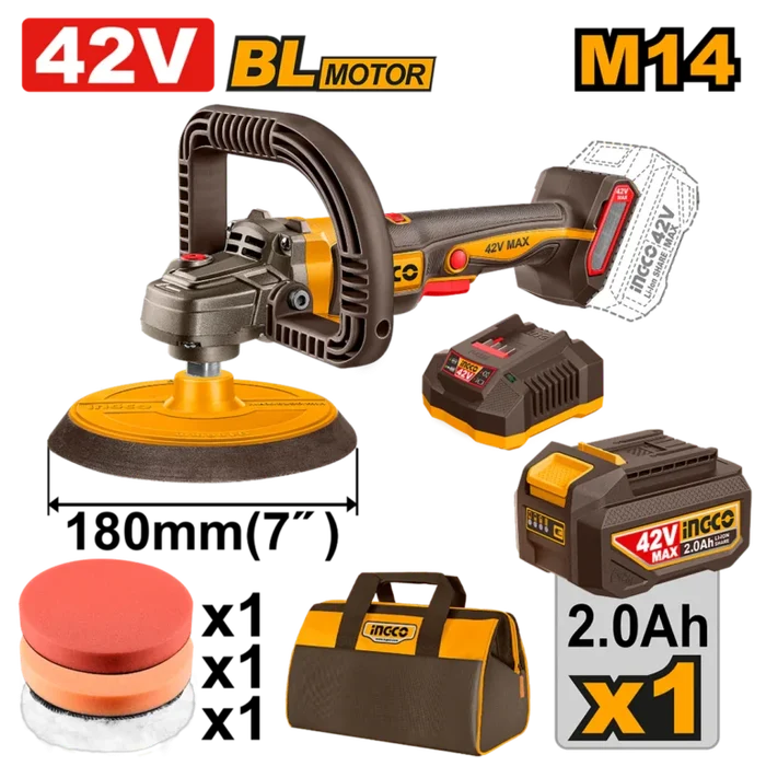INGCO 42V/M14 Brushless Motor Lithium-Ion Cordless Polisher Apli42181