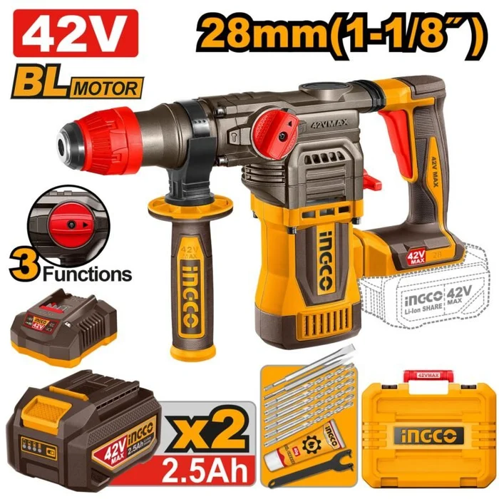 INGCO Cordless rotary hammer 42V Kit Crhli422882