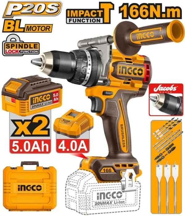Brushless cordless impact drill 166Nm Kit Cidli201668
