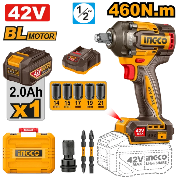 42V 460Nm CORDLESS IMPACT WRENCH