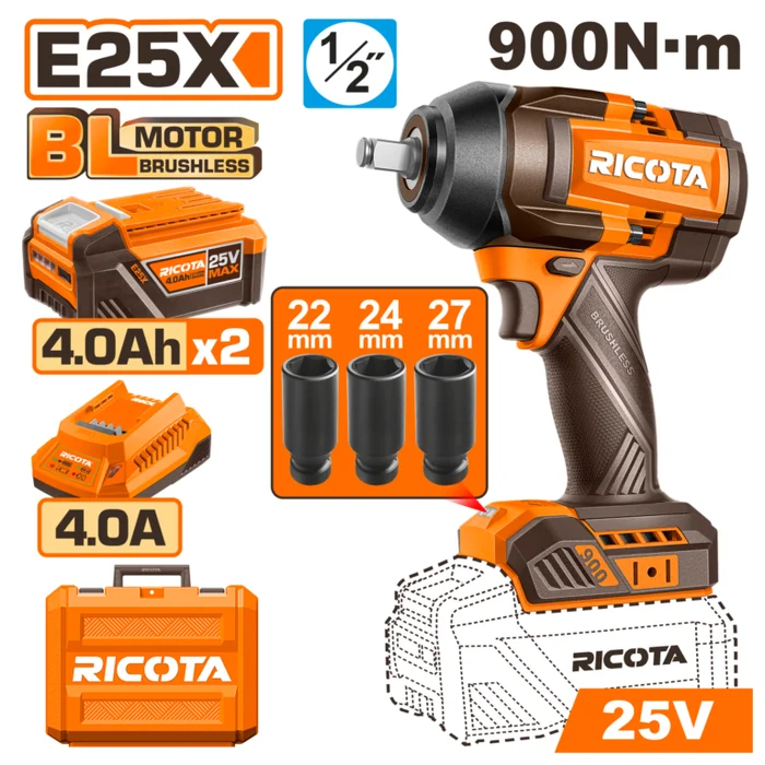 RICOTA 25V 900N.m IMPACT WRENCH KIT