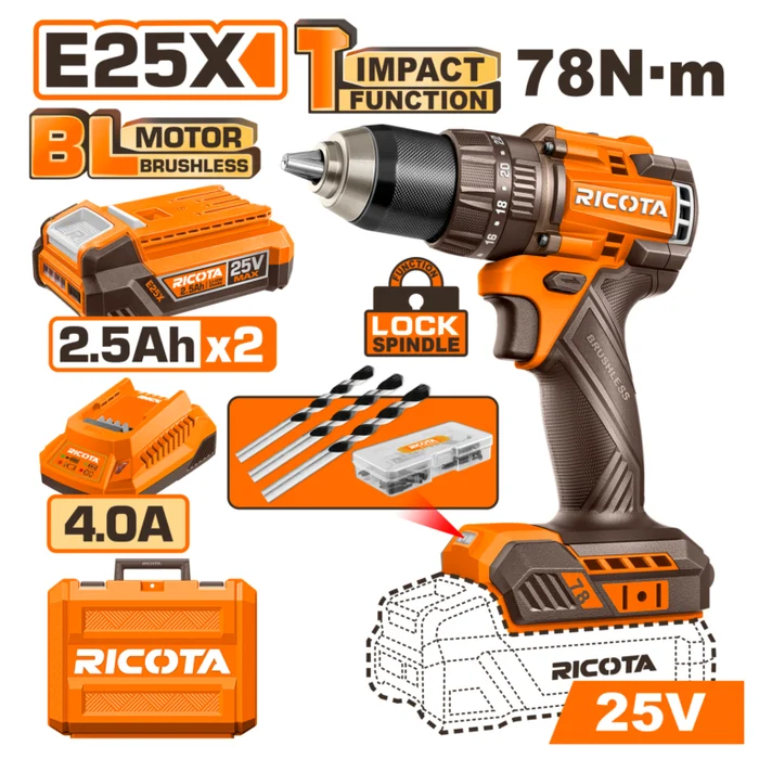RICOTA 25V 78N.m IMPACT DRILL KIT
