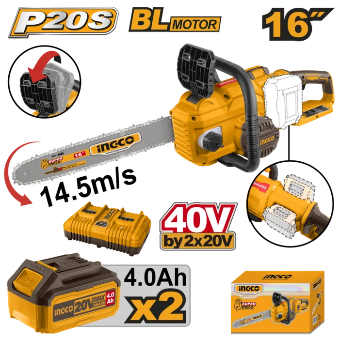 INGCO 40V Lithium-Ion Chain Saw Cgsli401682